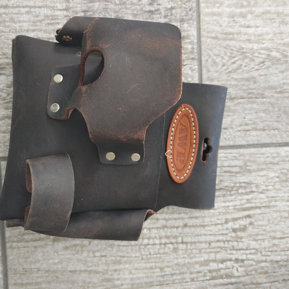 Genuine leather, heavy duty tool belt pouch